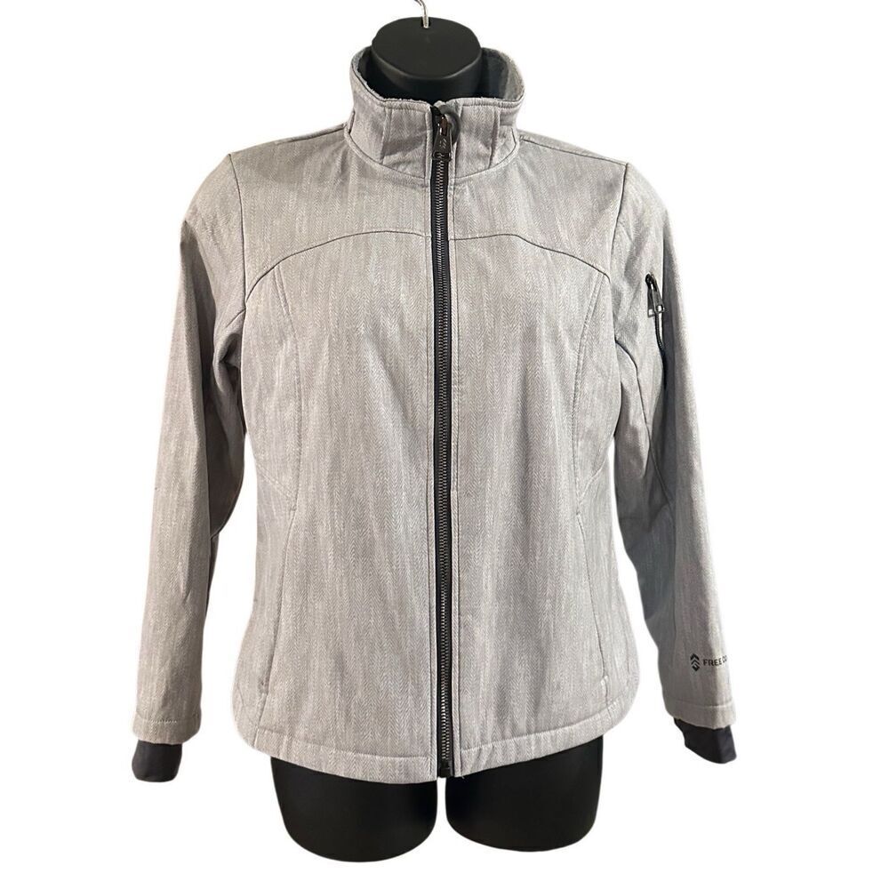 Free Country Women's Gray Free Cycle Soft Shell Fleece Lined Zip Jacket Large